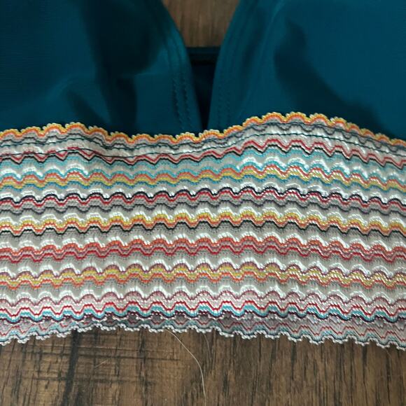 NWOT Women's Tummy Control High Waisted Bikini Set Sz S Turquoise Color Block - Picture 5 of 9